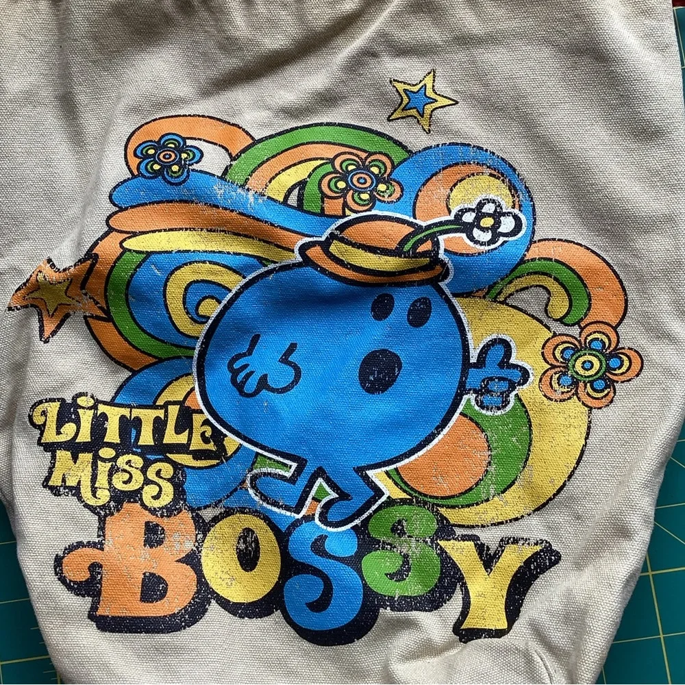 Vintage Little Miss Bossy Cotton Tote Rainbow Star Boho Hippie Pride Retro
